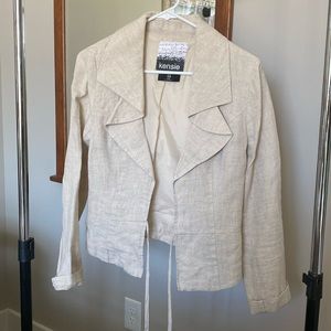 Women’s Kensie Linen Blazer Top with Drawstring Tie, Sz XS